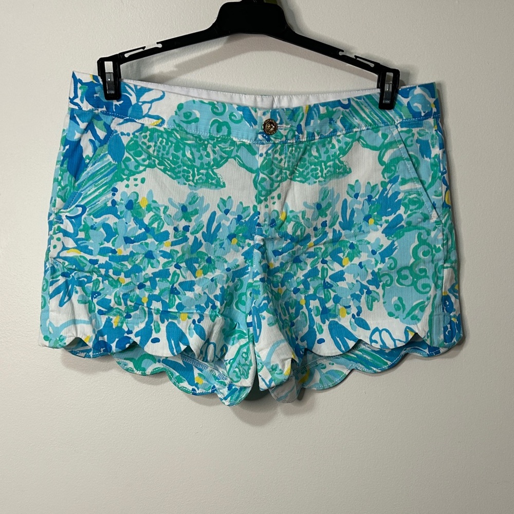 Lilly‎ Pulitzer Blue and Green High Waist Shorts size 8